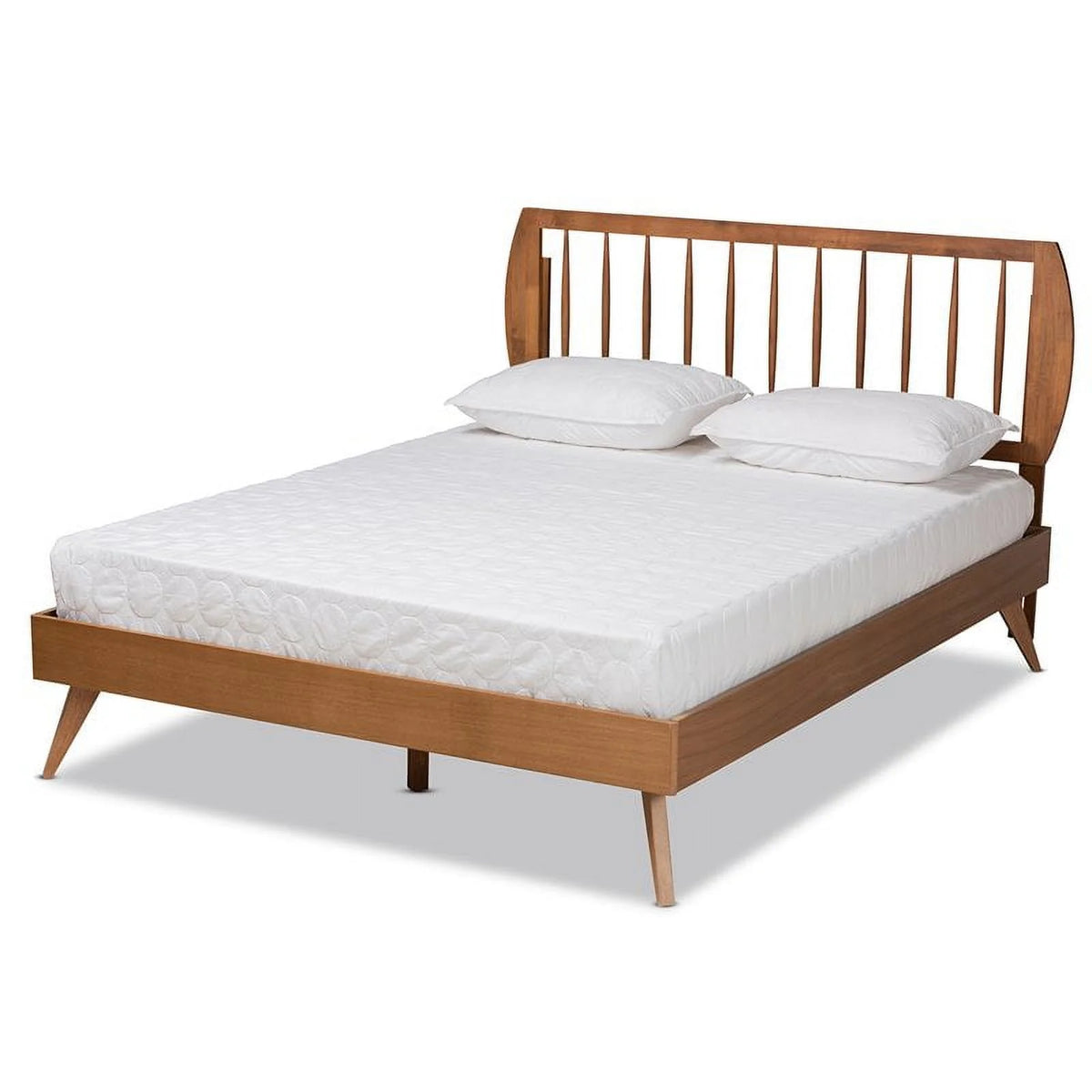 Walnut Brown Wood King Size Platform Bed L8401