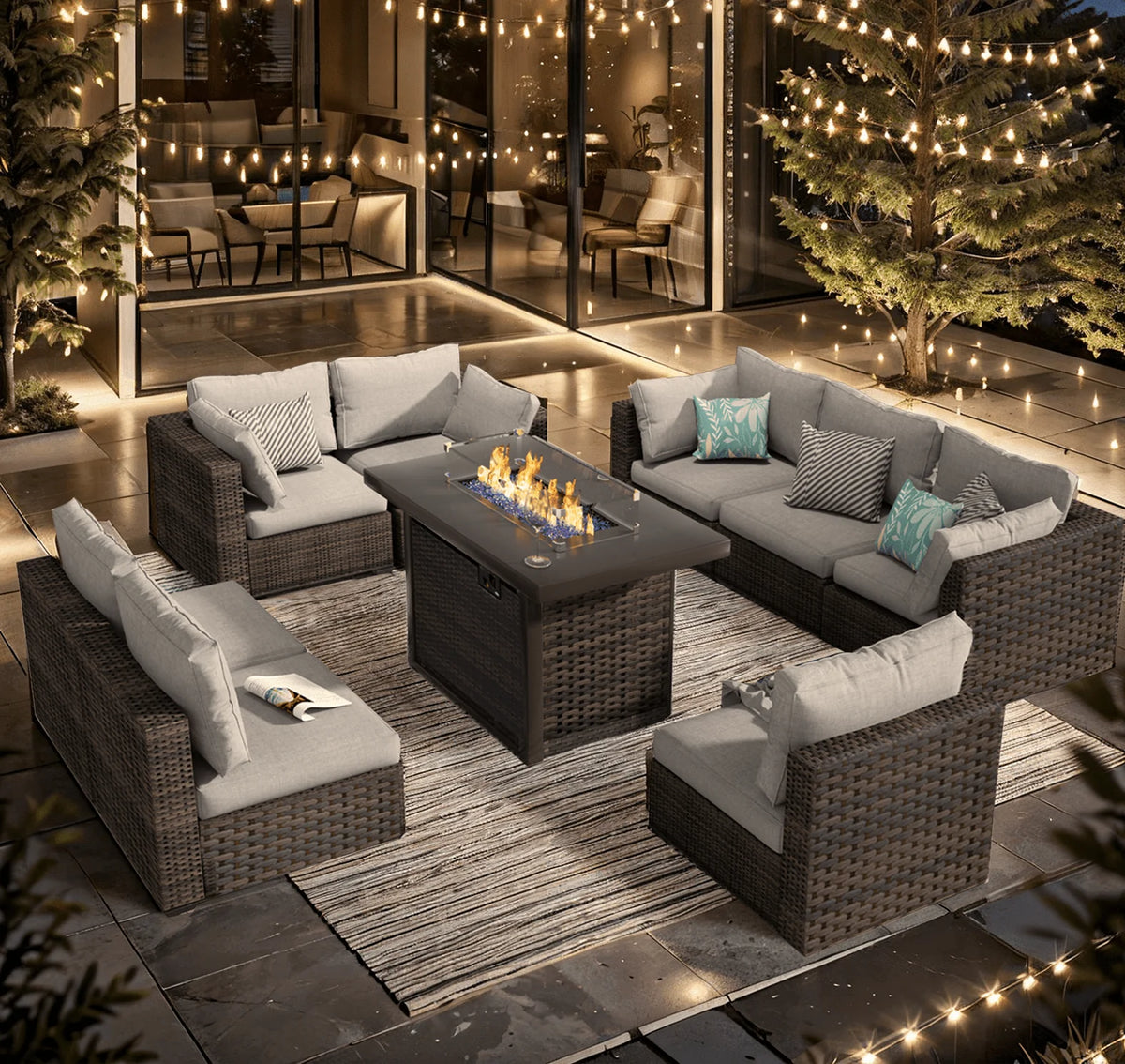 9 Pieces PE Wicker Rattan Outdoor Sofa Set K172