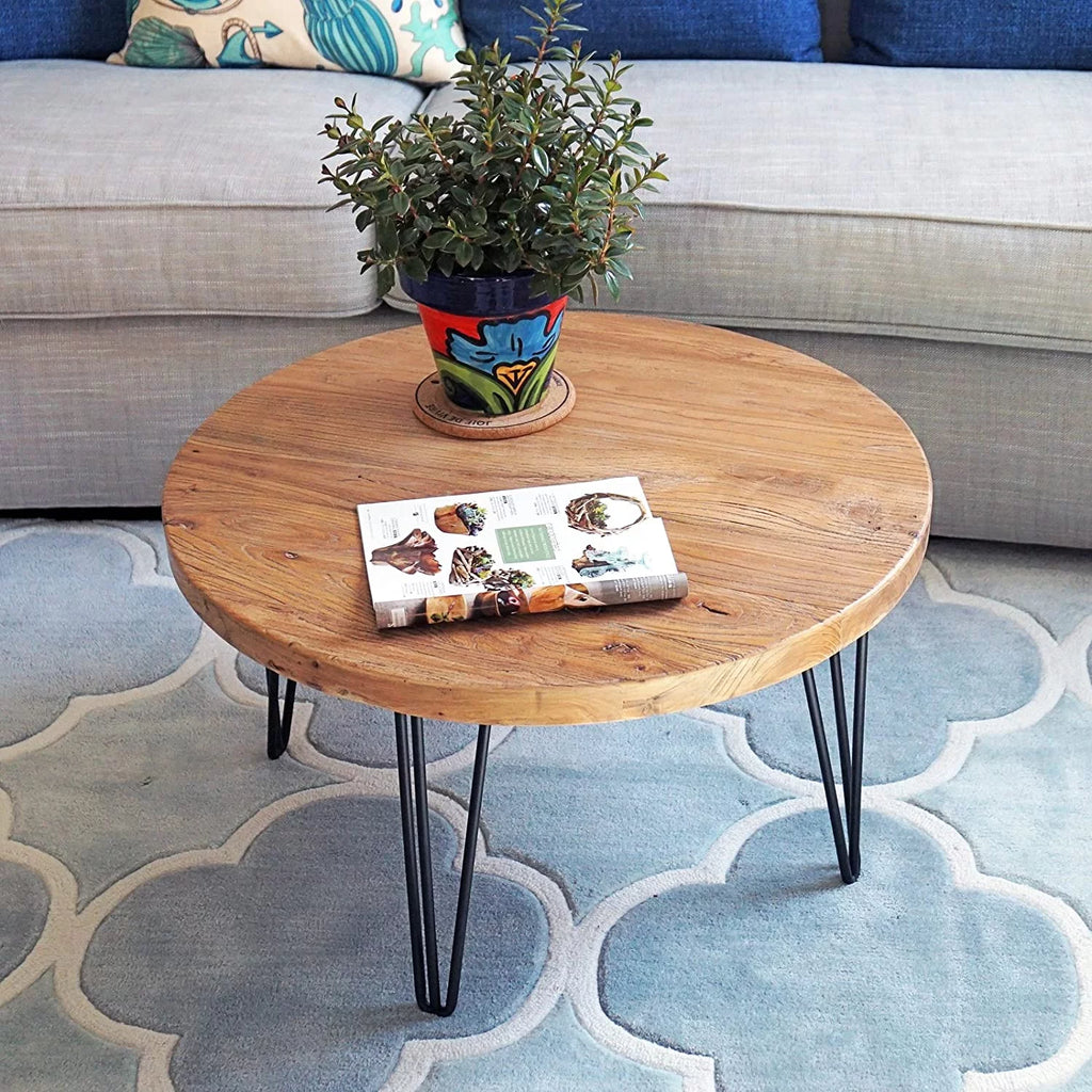 Round Old Elm Wooden Coffee Table L205078