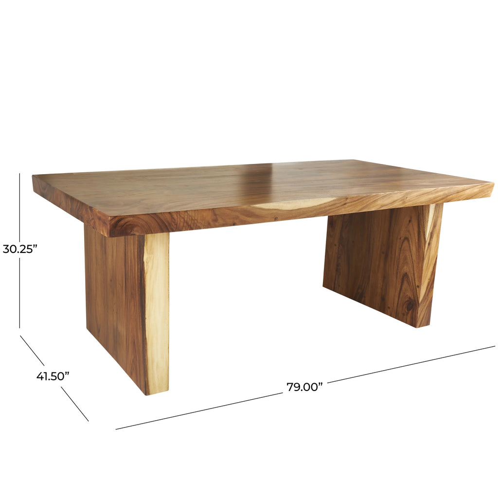 Brown Wood Dining Table with Block Style Base W2198