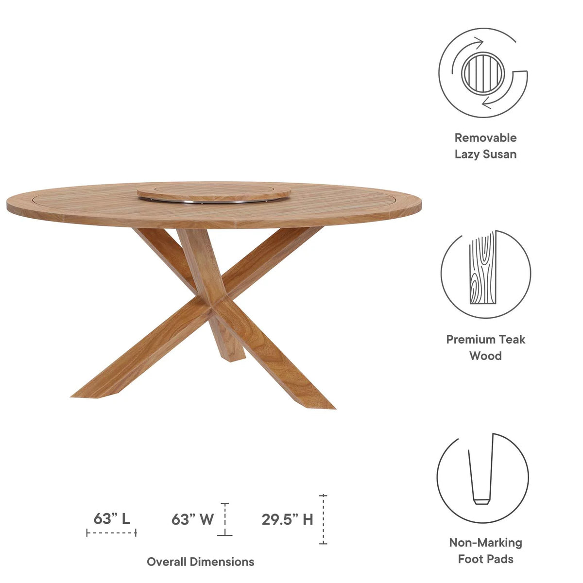 5-Piece Teak Wood Outdoor Dining Set G864
