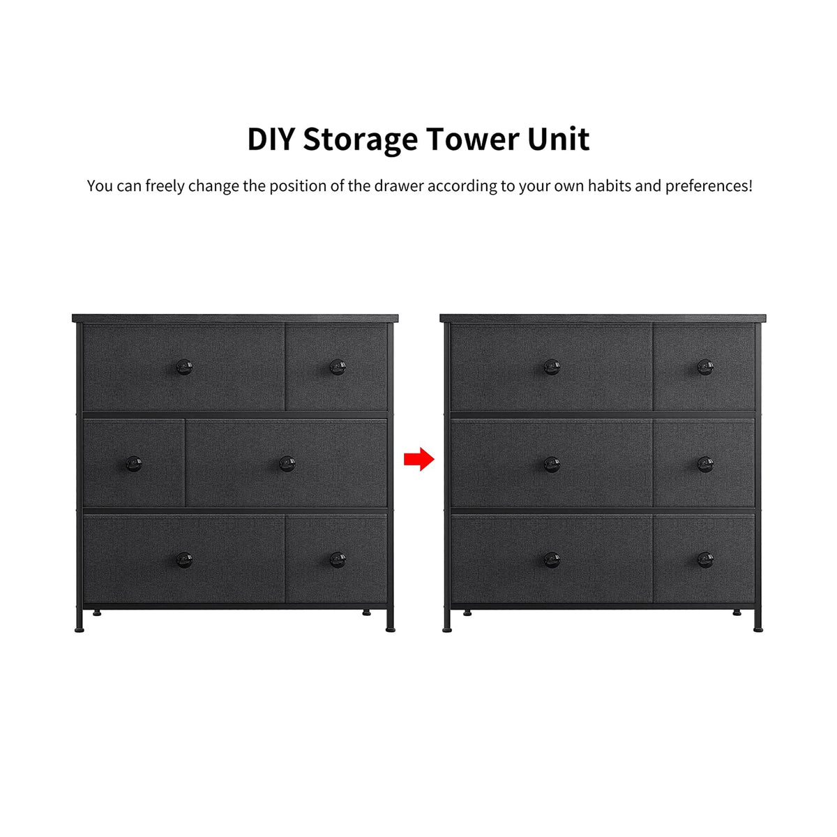 6 Drawer Steel Frame Storage Organizer Dresser P86583