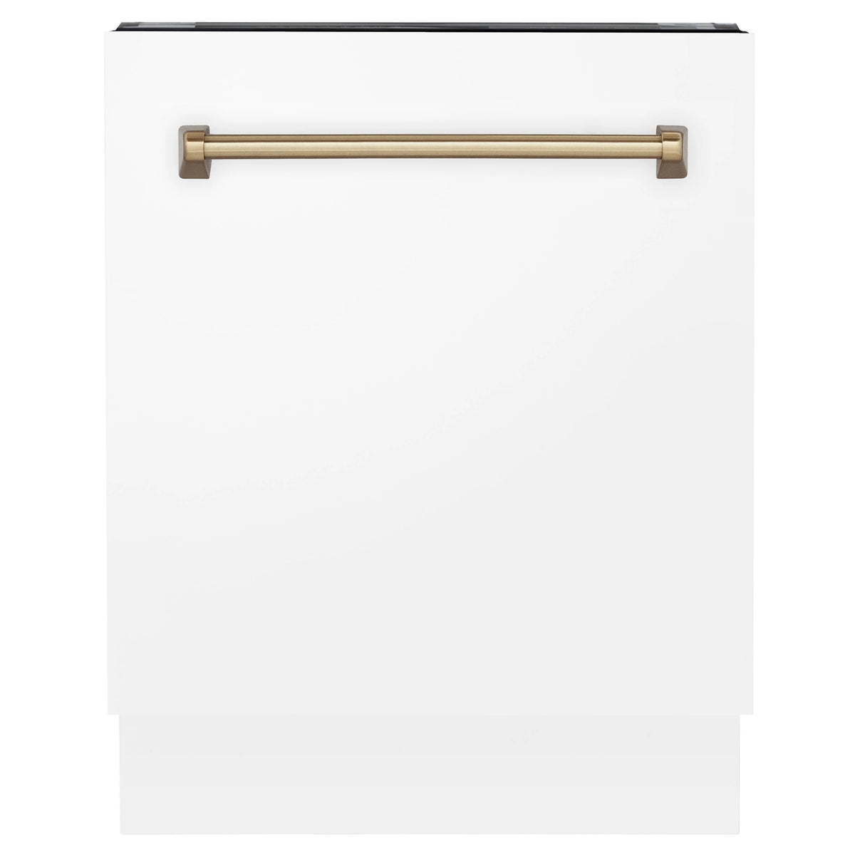 24 inch Tall Dishwasher in White Matte with Champagne Bronze Handle B981