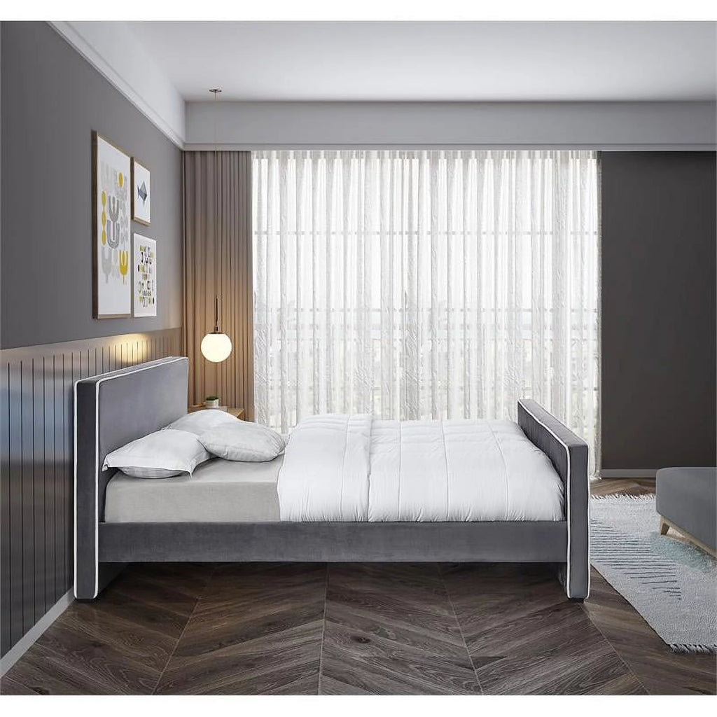 Grey Velvet Full Bed Y14076