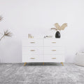 White 6 Drawer High Glossy Chest of Drawer with Golden Handle X346384