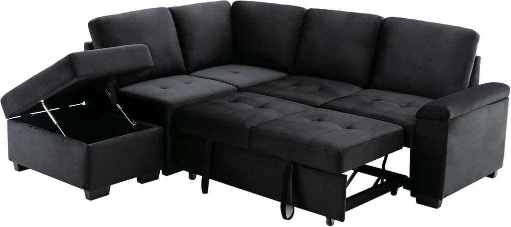Reversible Sleeper Sectional Sofa with Storage Ottoman C7276