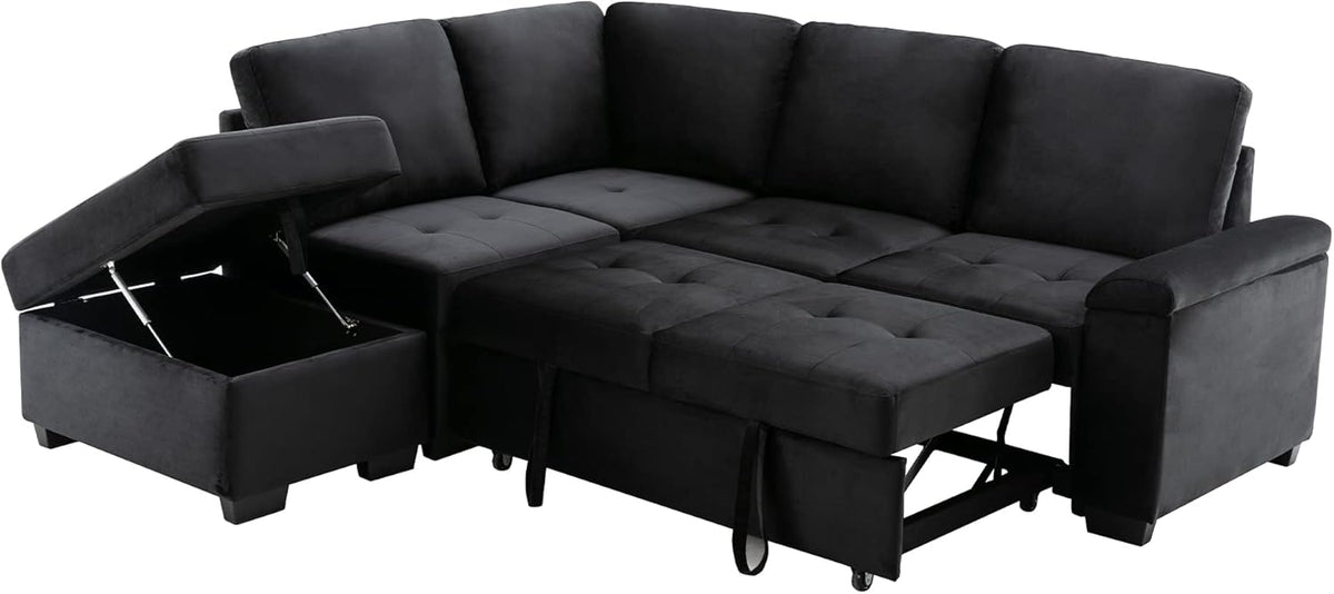 Reversible Sleeper Sectional Sofa with Storage Ottoman C7276