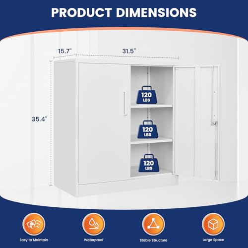 Metal Garage Storage Cabinet with 2 Doors and 2 Adjustable Shelves C57506