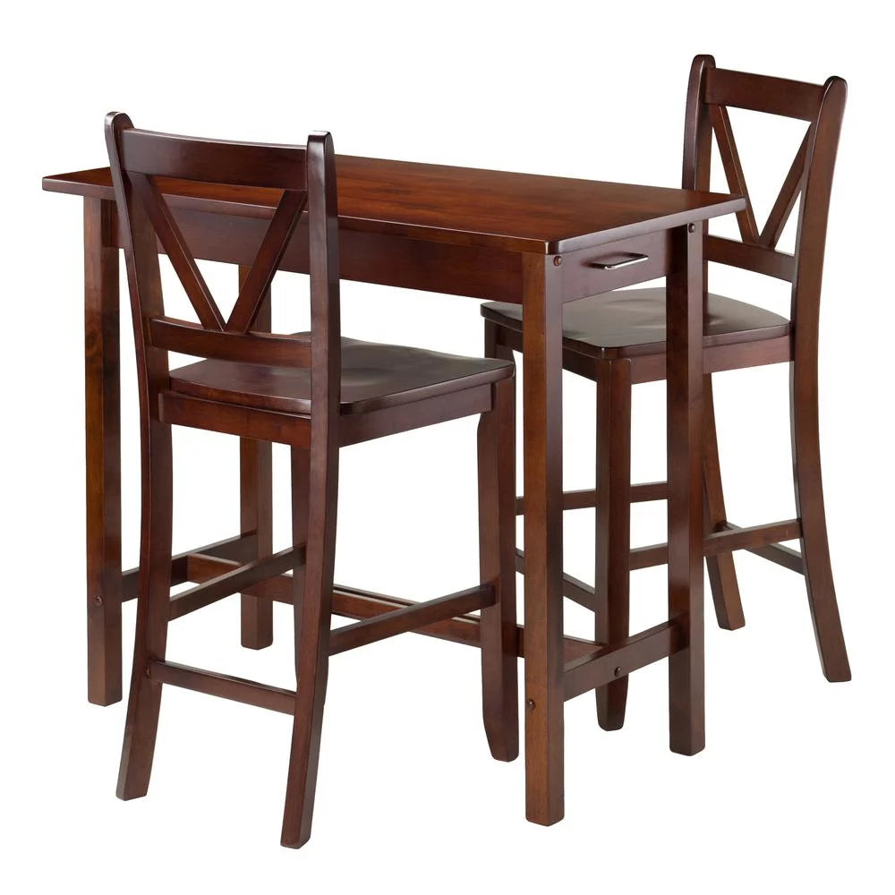 3-Pc Breakfast Table with 2 V-Back Counter Stools O6858