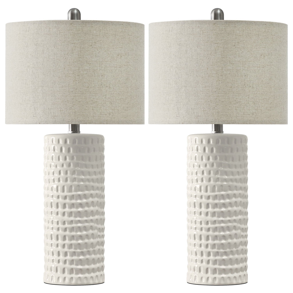 Ceramic Table Lamps Set of 2 White 24.5" Q37545