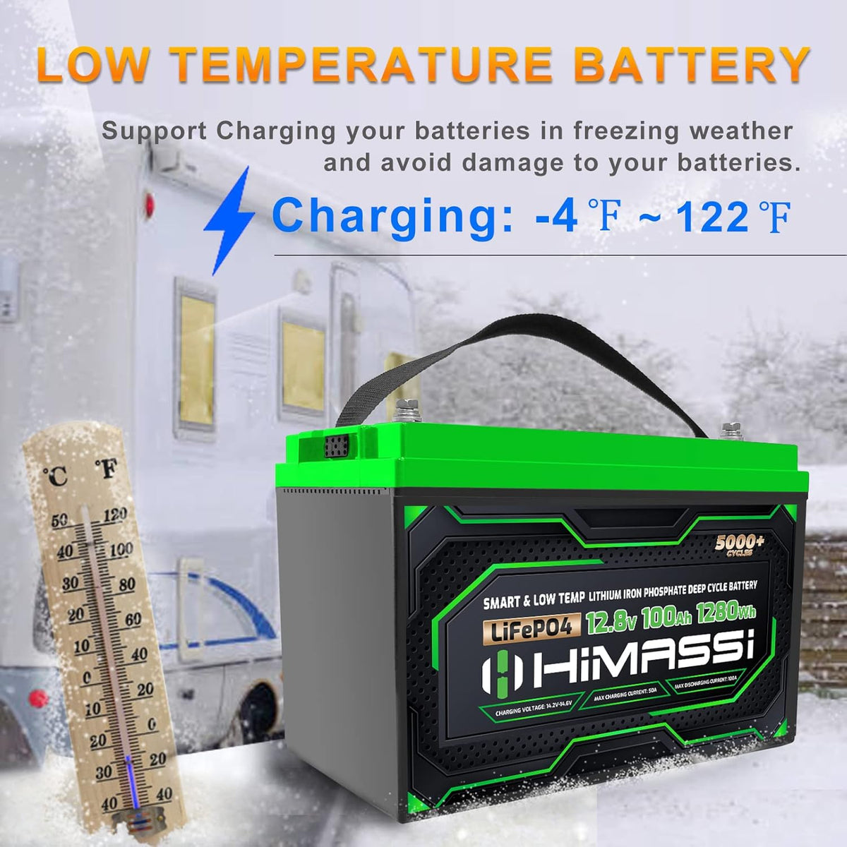 12V 100Ah LiFePO4 Battery with 100A BMS M630