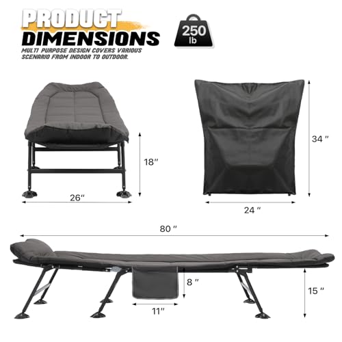 Black Set of 2 Adjustable Reclining Camping Bed with Carry Bag R86718