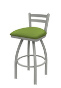 Swivel Bar Stool with Anodized Nickel Finish and Kiwi Green Seat I535914