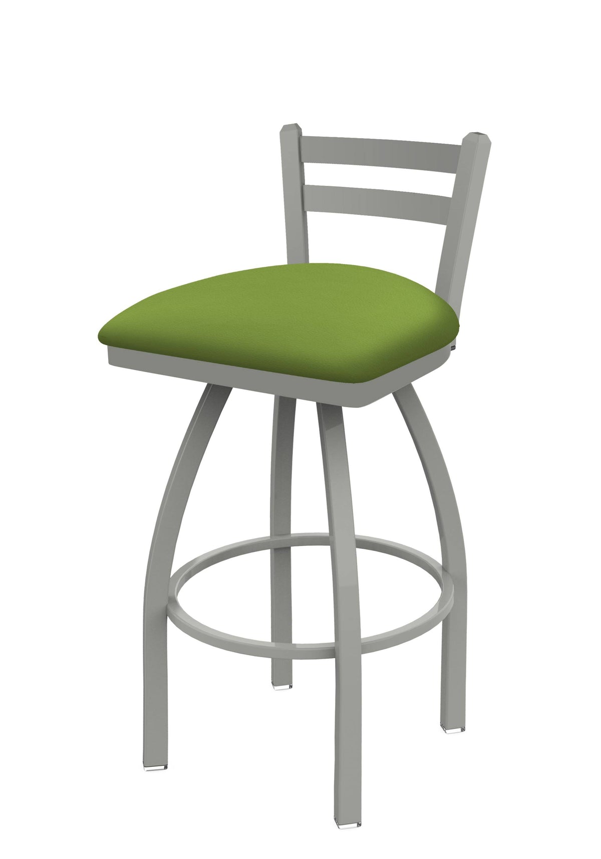 Swivel Bar Stool with Anodized Nickel Finish and Kiwi Green Seat I535914