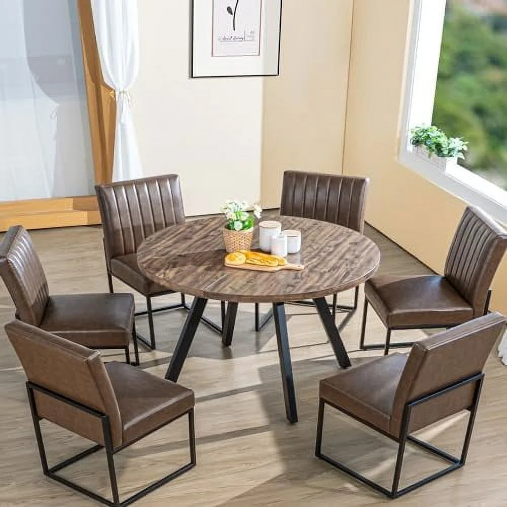 Round Wood Dining Table for 4-6 47" Grey J1393