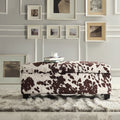 Brown Cow Hide Print Storage Bench L6562