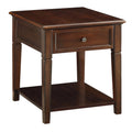 Walnut Brown Wooden End Table with One Drawer and One Shelf Y8921