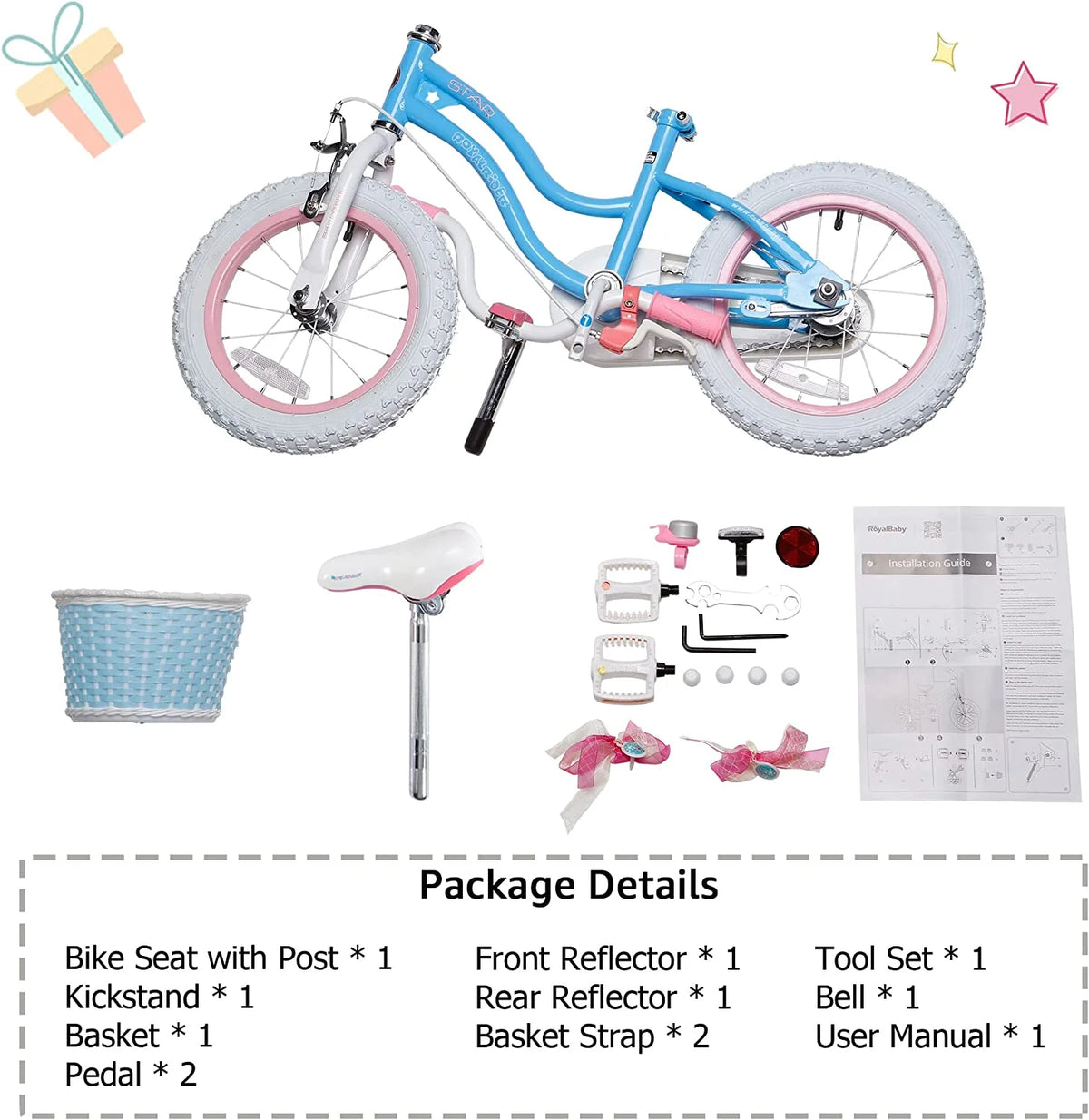 20 Inch Kids Bike with Kickstand Basket Blue H632341