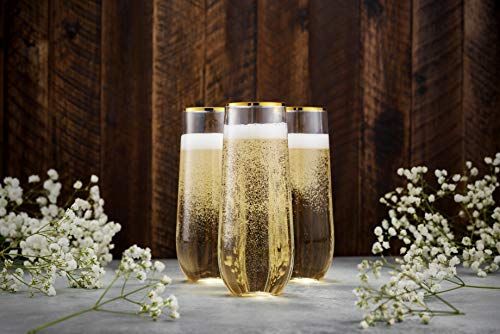 48 Pack 9 Oz Stemless Plastic Champagne Flutes J7220