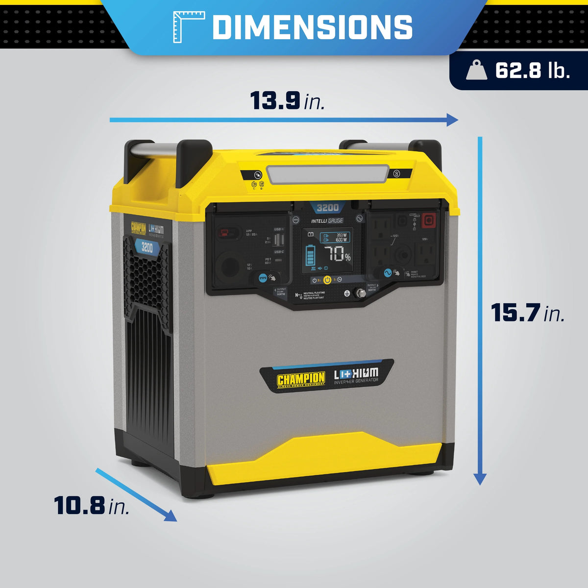 3200/1600-Watt Portable Lithium-Ion Battery Solar Generator L96741