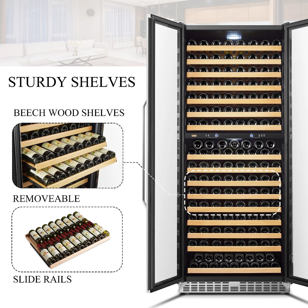 32 inch 287 Bottle Dual Zone Compressor Wine Refrigerator L612
