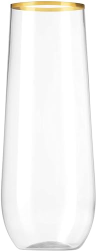 48 Pack 9 Oz Stemless Plastic Champagne Flutes J7220