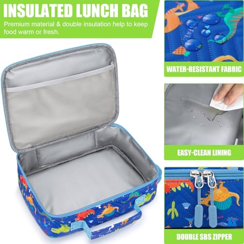 Kids Bento Snack Lunch Box with 4 Compartment, Insulated Lunch Bag, Stainless Steel Vacuum Thermos Food Jar, Ice Pack, Utensils Set G587858