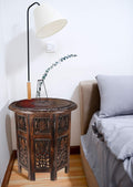 Solid Wood Hand Carved Octagonal Accent Table 18 Inch U738581