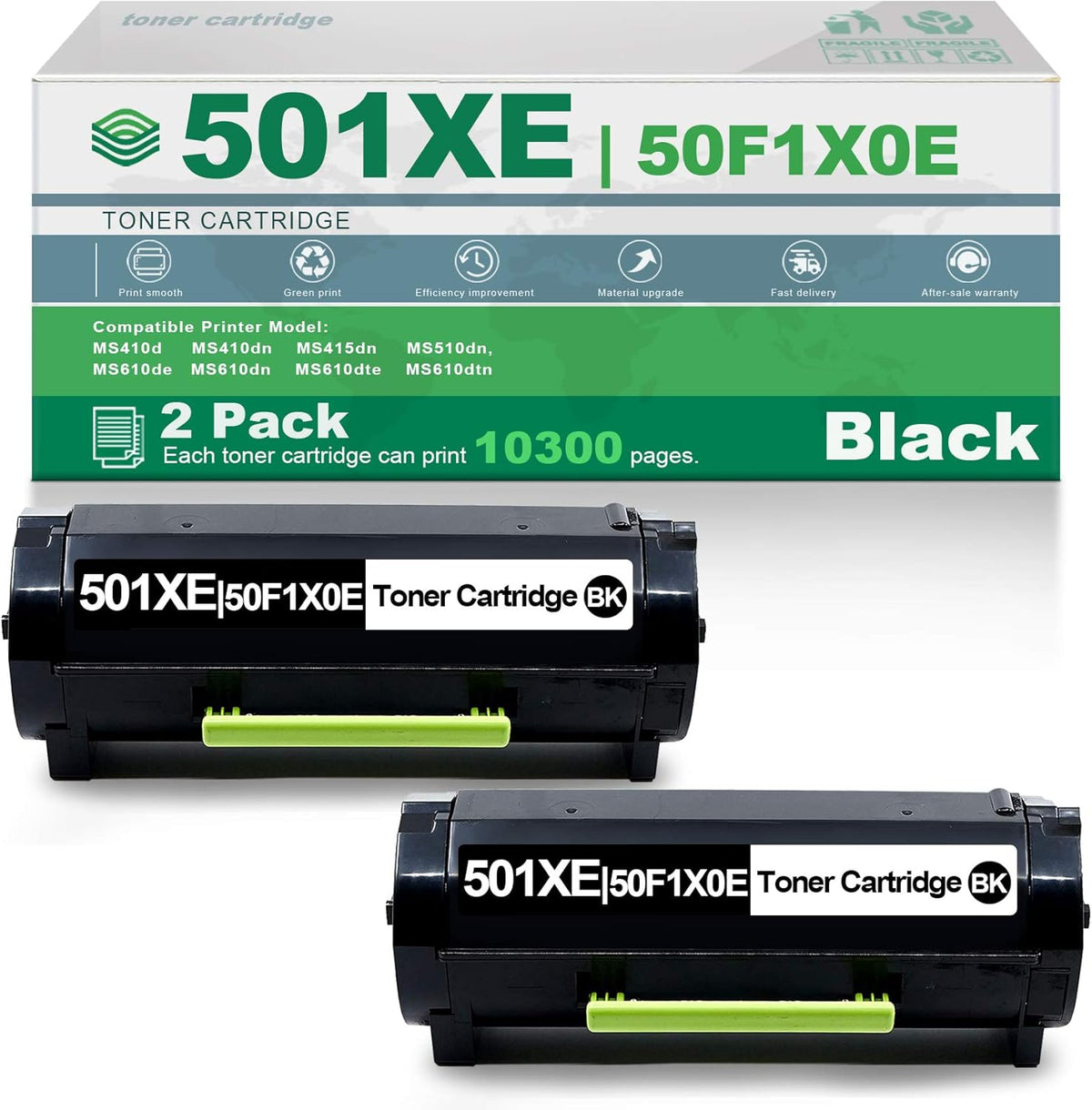 2 Pack Black High Yield Toner Cartridge C688