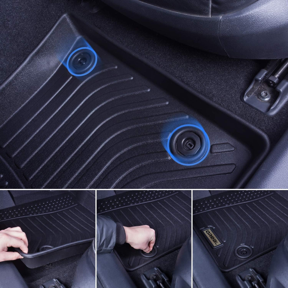 Black Floor Mats Liners Custom Fit Waterproof A7440