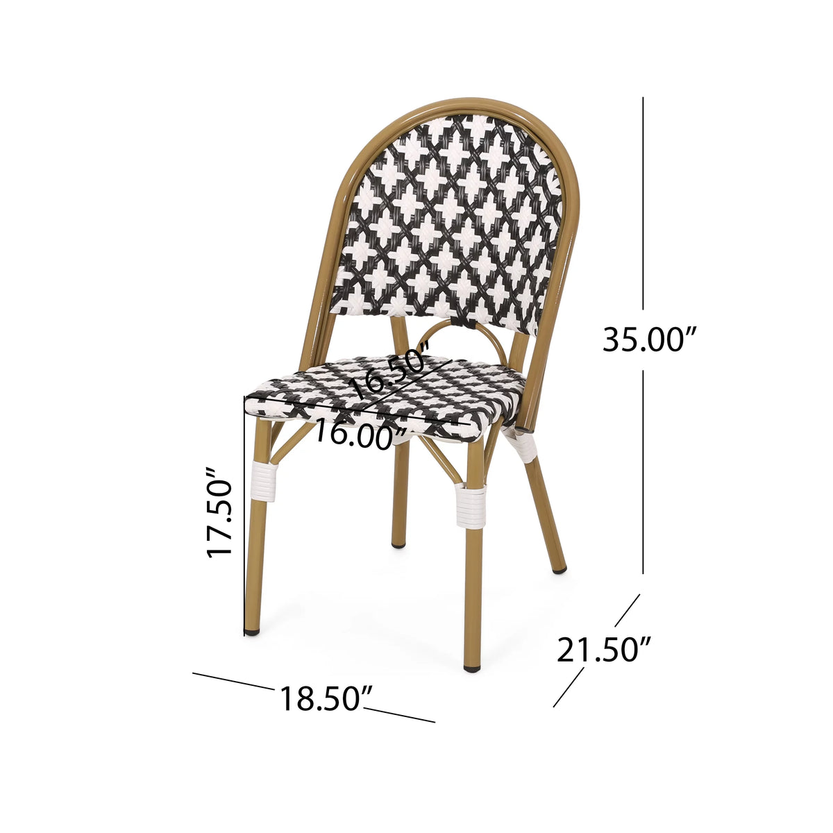 Set of 2 Black White Bamboo Finish Bistro Chair L3762