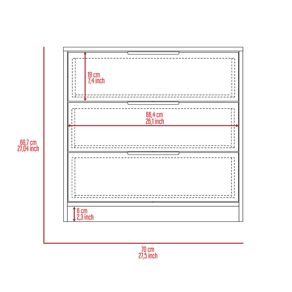 Light Gray 3 Drawer Dresser O5421