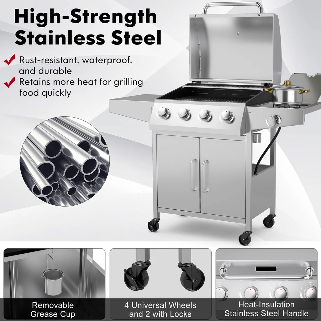 5-Burner Propane Gas BBQ Grill with Side Burner T76413