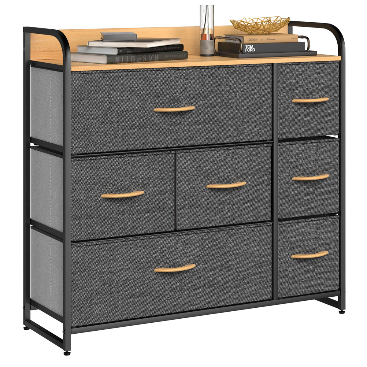 Light Gray 7 Drawer Fabric Dresser V87916