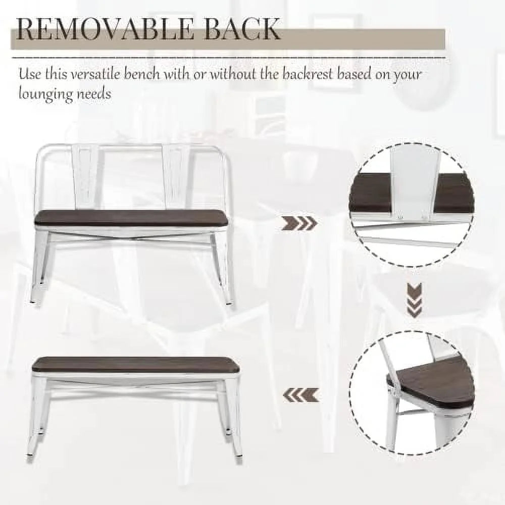 Dining Bench with Back Wood Seat S3854