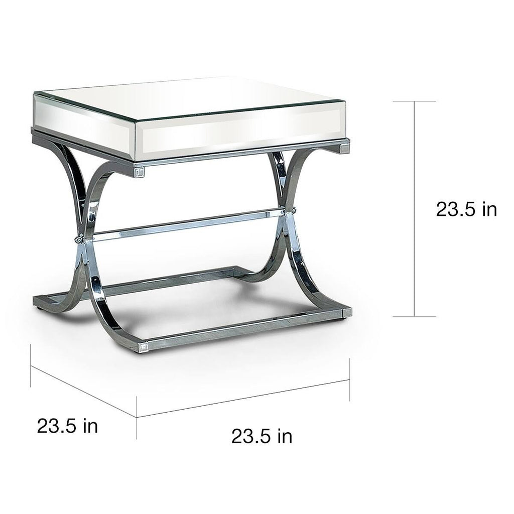 Contemporary Chrome Metal Square End Table D346