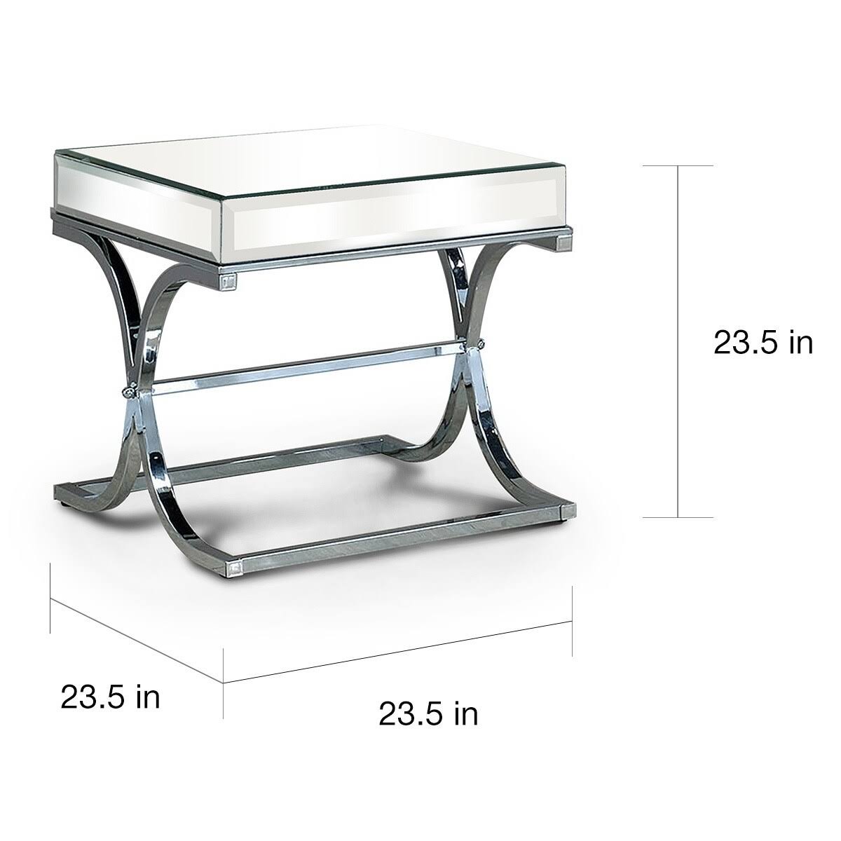 Contemporary Chrome Metal Square End Table D346