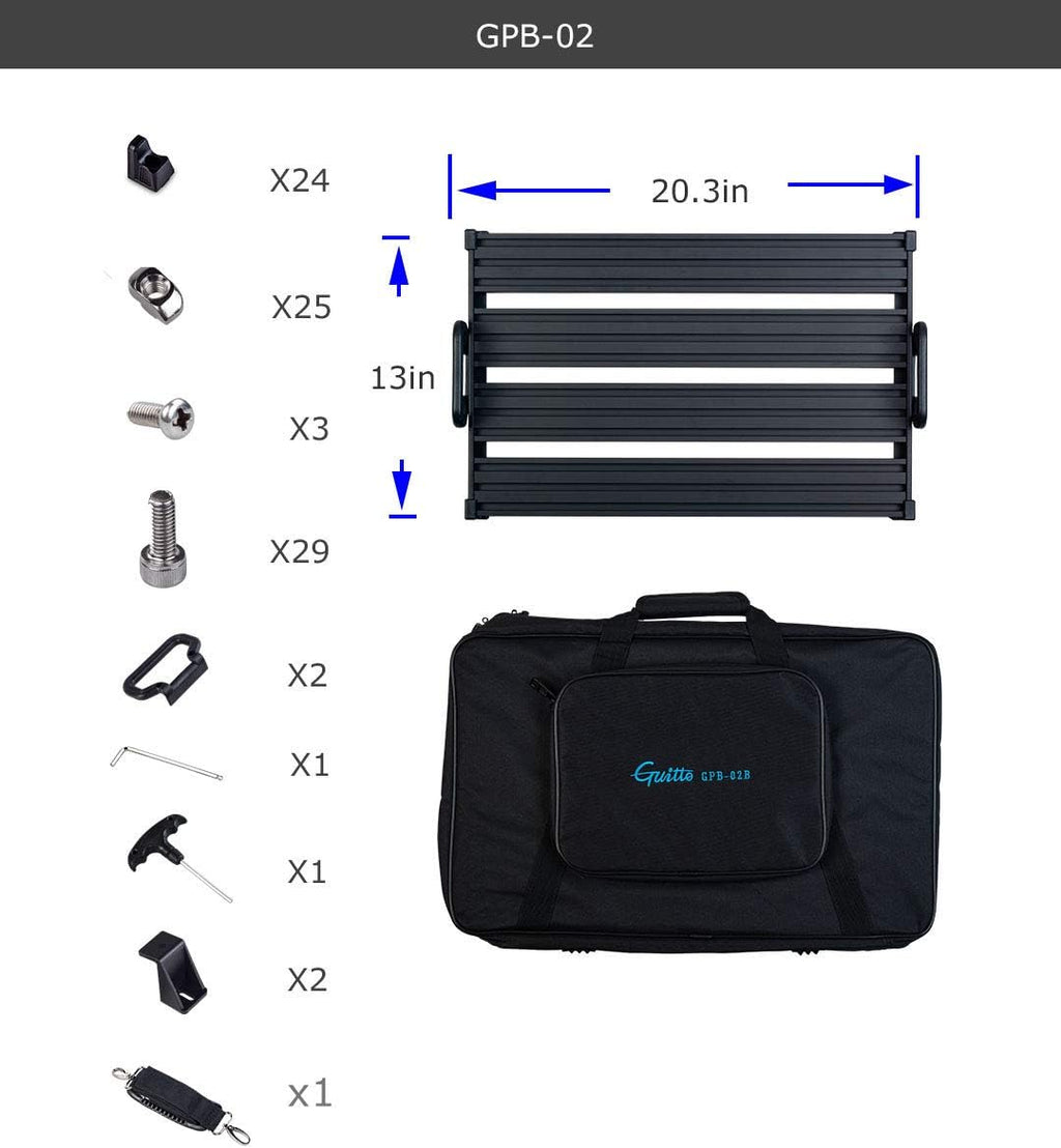 Aluminum Alloy Guitar Pedal Board with Carry Bag L32944