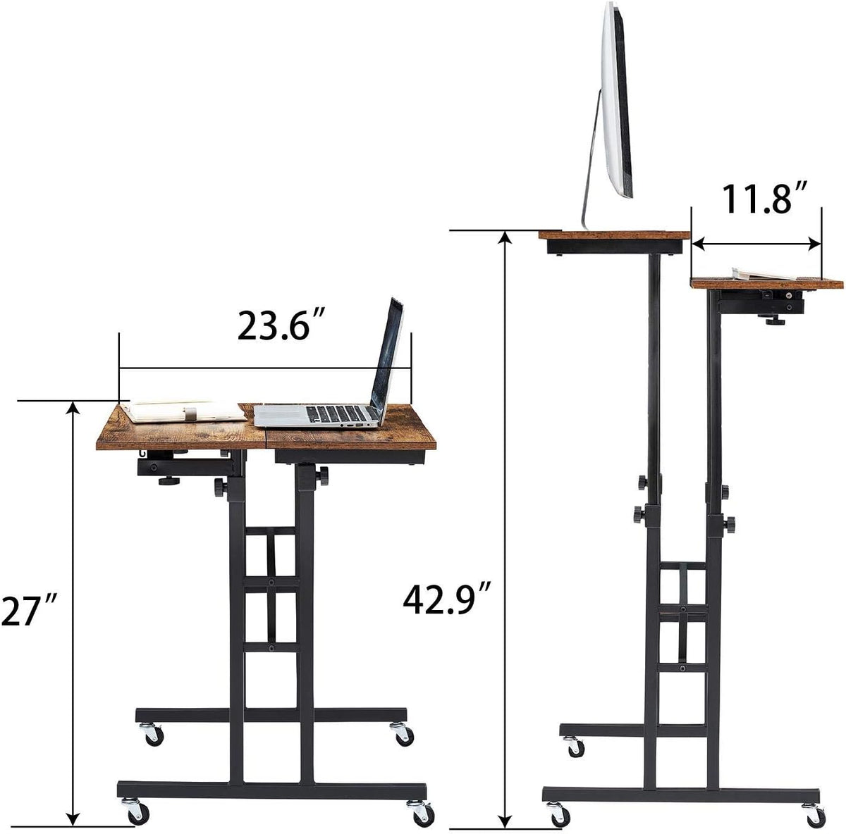 Black Wood Grain Adjustable Height Standing Desk V146639