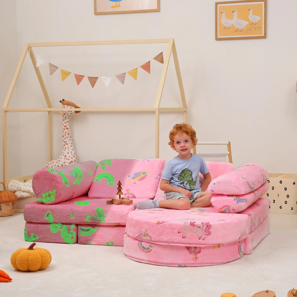 11 Pc Pink Modular Kids Play Couch O69122