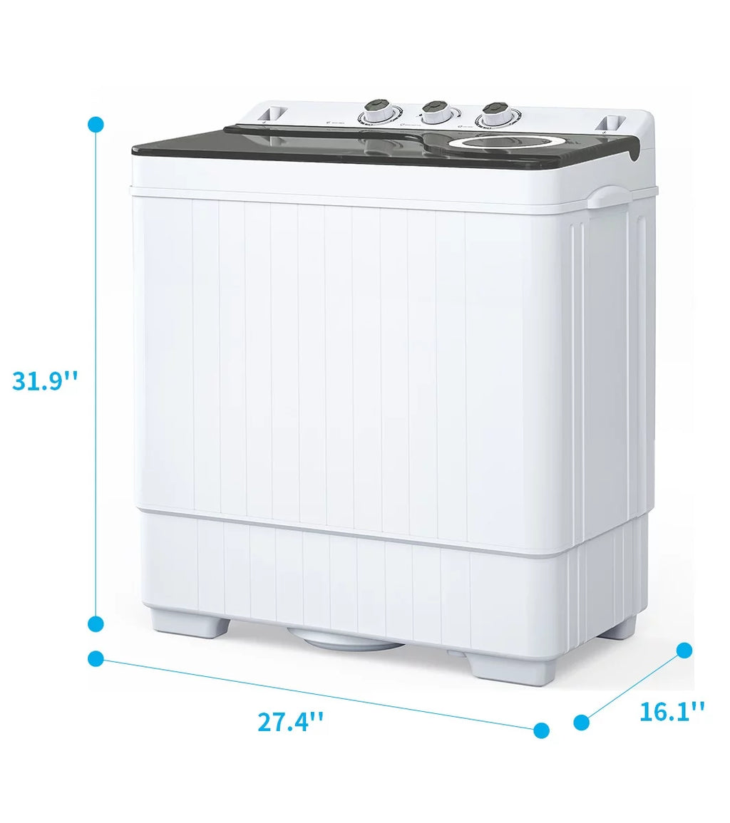 Portable 26lbs Twin Tub Compact Semi-automatic Washing Machine F3008
