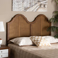 Ash Walnut Finished Wood and Synthetic Rattan King Size Arched Headboard Z38387