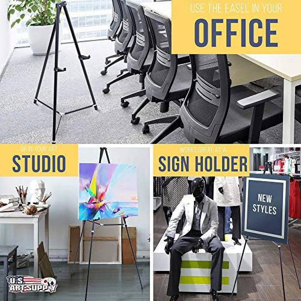 Black Aluminum Adjustable Tripod Display Easel Y49288