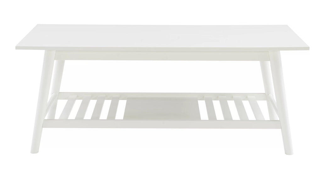 White Mid-Century Coffee Table with Shelf K196157