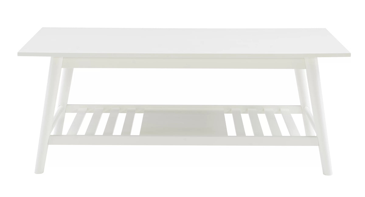 White Mid-Century Coffee Table with Shelf K196157