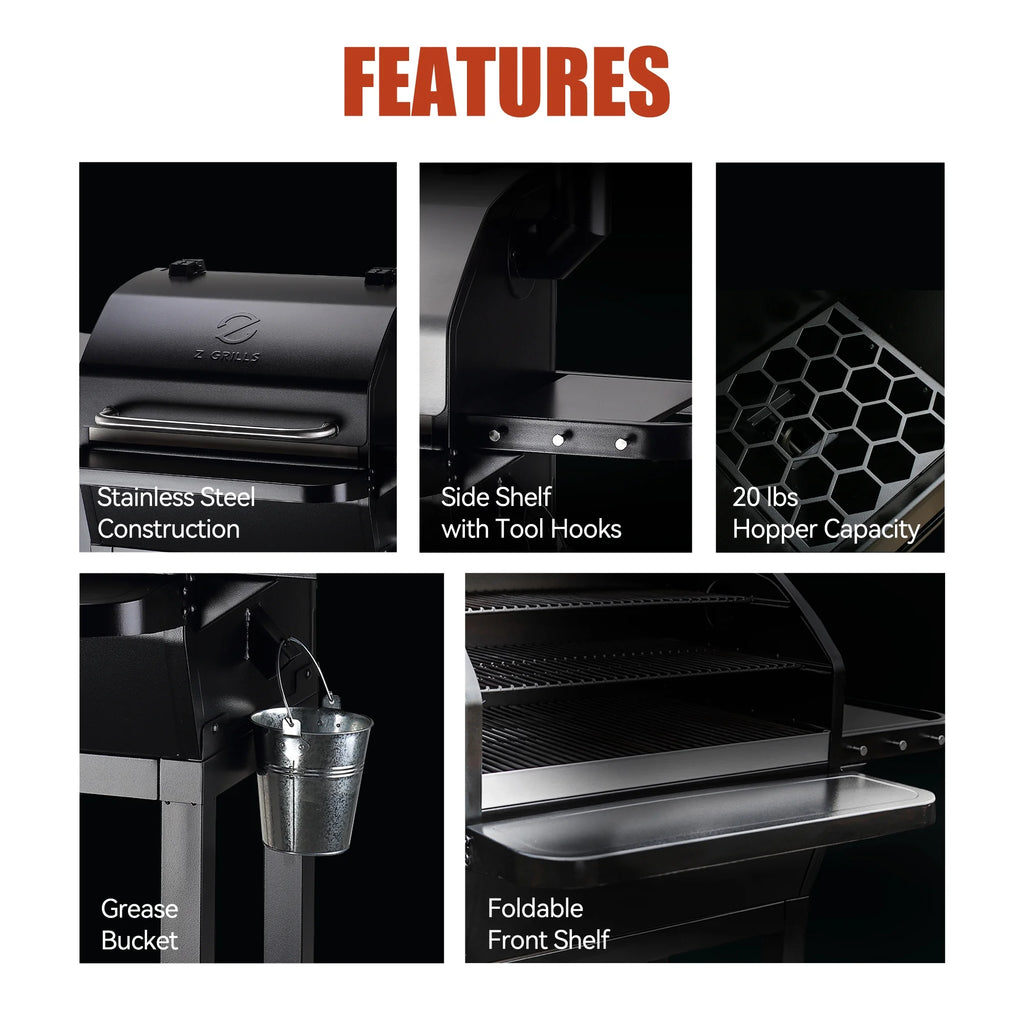 Wood Pellet Grill and Smoker 8-in-1 BBQ Black E963