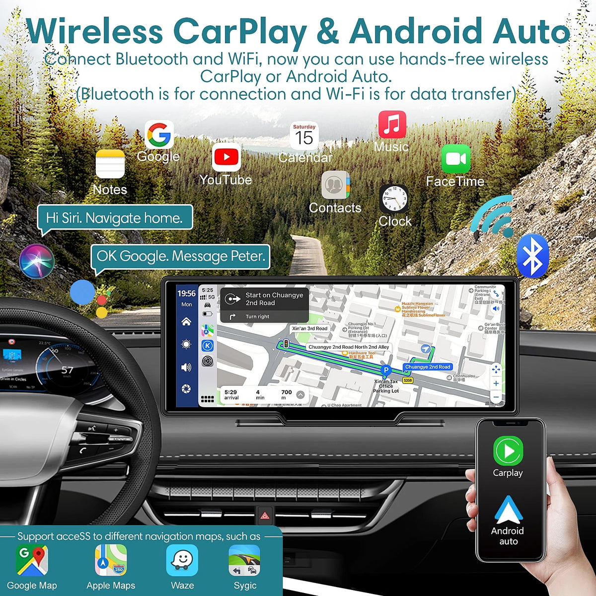 9.3 Portable Car Stereo with 2.5K Dash Cam and Backup Camera U100131