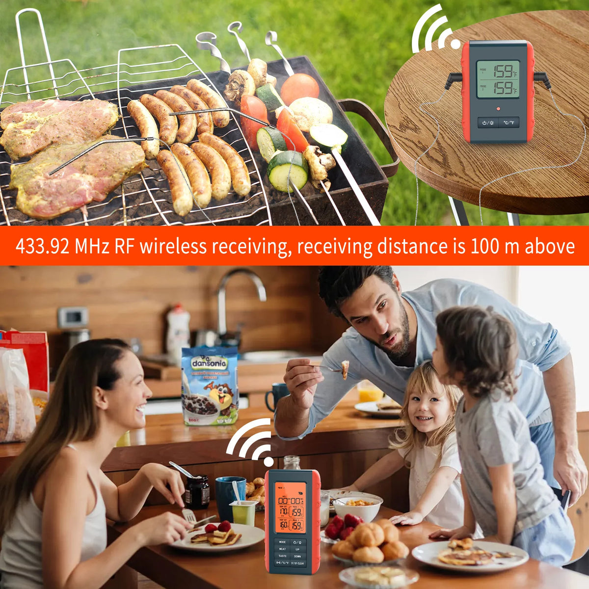 Wireless Digital Meat Thermometer with 2 Probes G18076