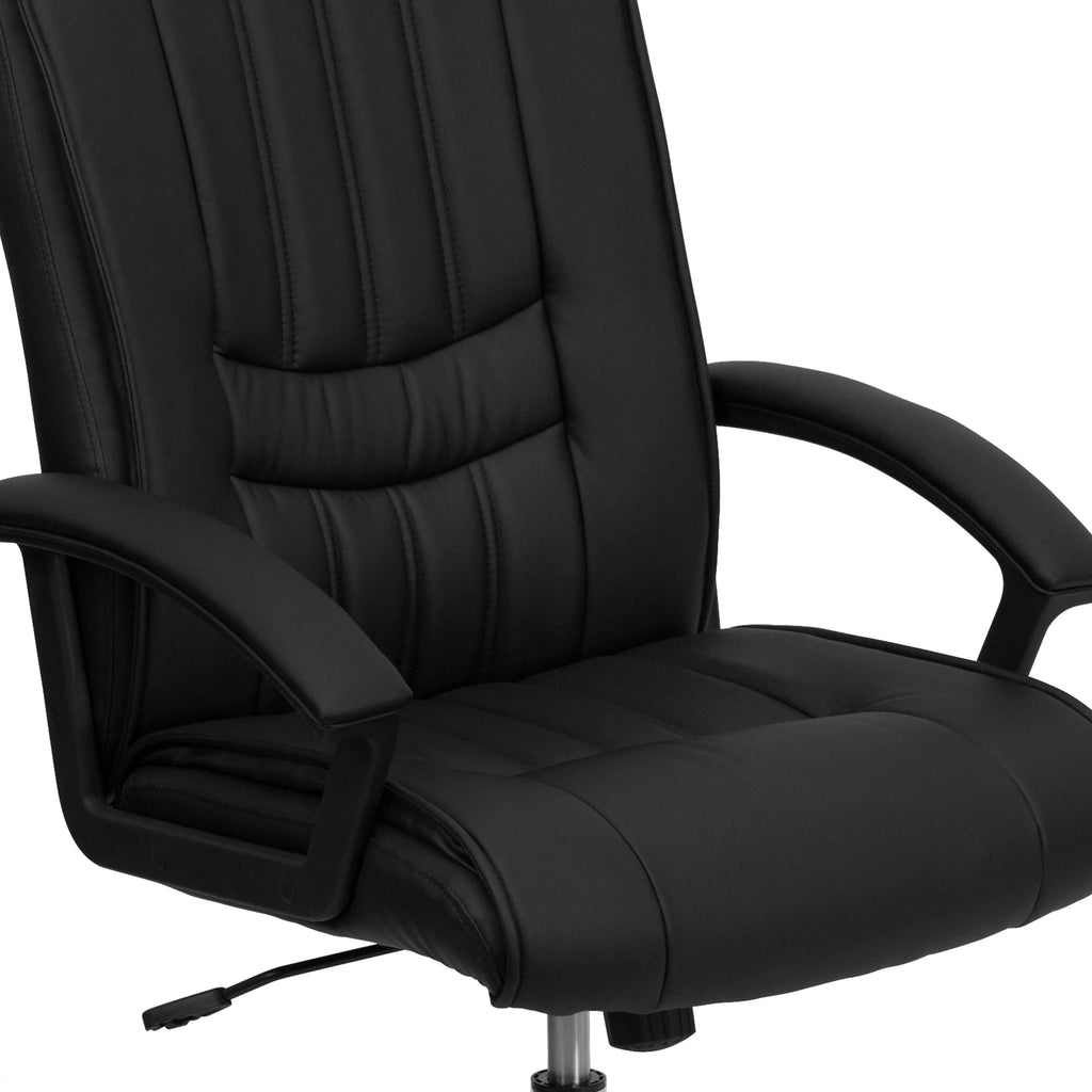 Black LeatherSoft Swivel Office Chair with Arms N456