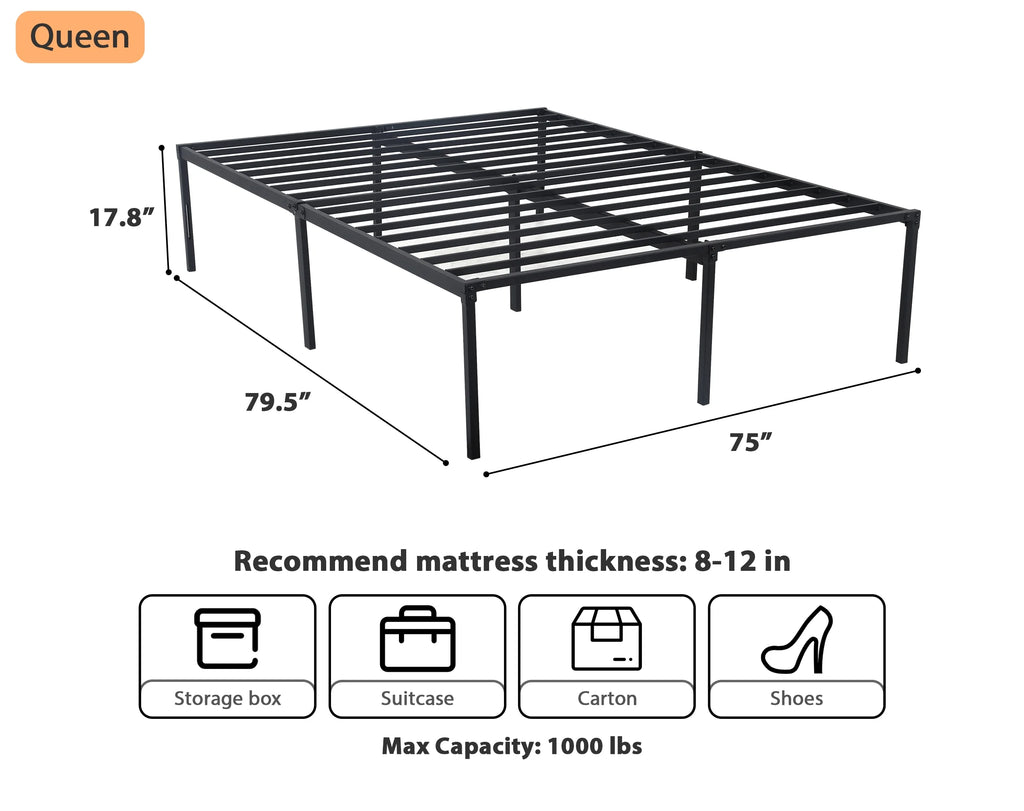 King Size 18 Inch Metal Platform Bed Frame G971674